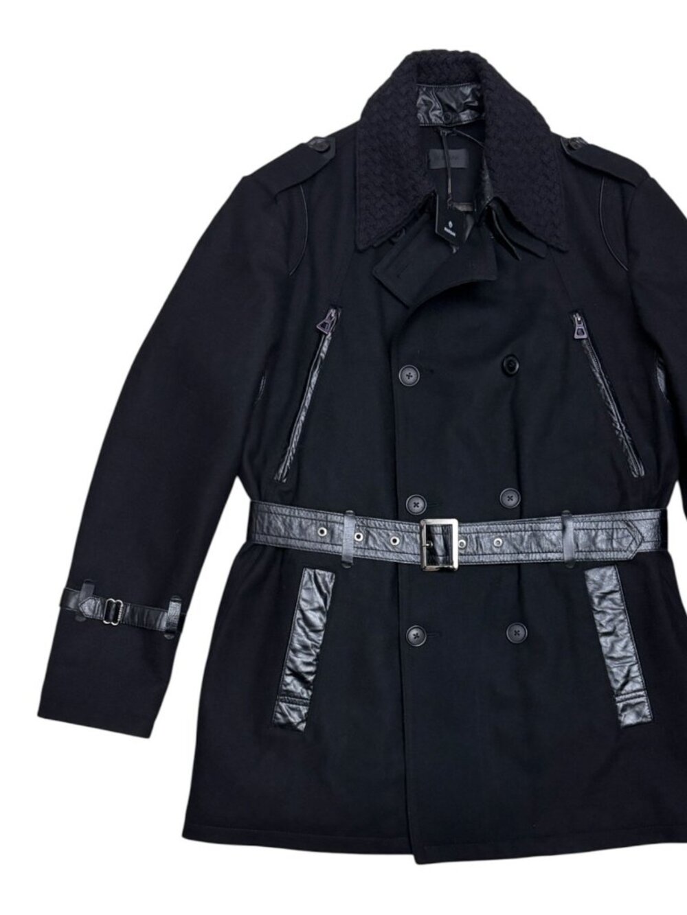 RUDSAK NWT Wool Winter Black Business Casual Trench Pea Coat Mens XL Retail $730